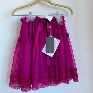 NEW Alberta Ferretti pleated silk-chiffon mini skirt (XS)